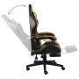 Silla gaming con reposapiés cuero sintético negro y dorado