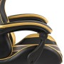Silla gaming con reposapiés cuero sintético negro y dorado