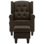 Sillón de masaje con reposapiés tela marrón