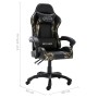 Silla gaming de cuero sintético negro y camuflaje