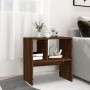 Mesa auxiliar de madera contrachapada marrón roble 50x30x50 cm