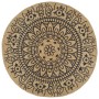 Alfombra de yute tejida a mano estampado azul oscuro 90 cm