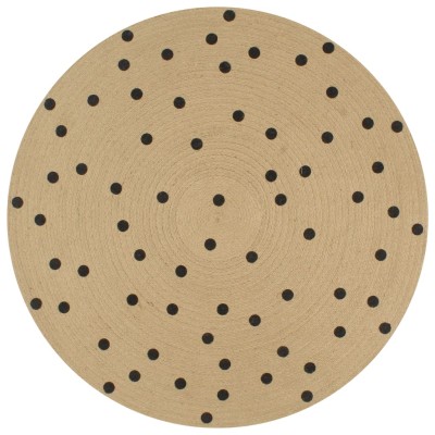 Alfombra de yute tejida a mano de yute estampado lunares 90 cm