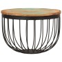 Mesa de centro madera maciza reciclada y acero Ø50x35 cm