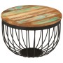 Mesa de centro madera maciza reciclada y acero Ø50x35 cm