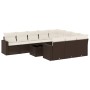 Set de sofás de jardín 11 pzas cojines ratán sintético marrón