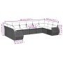 Set de sofás de jardín 11 pzas cojines ratán sintético marrón