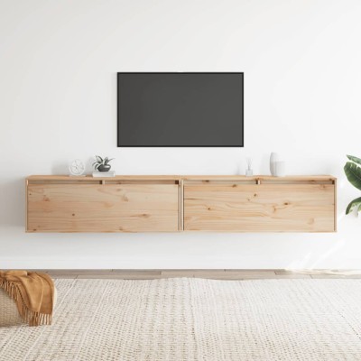 Armario de pared 2 uds madera maciza de pino 100x30x35cm