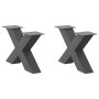 Patas de mesa centro forma X 2uds acero antracita 60x(30-31) cm