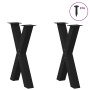Patas para mesa comedor forma X 2uds acero negro 50x(72-73) cm