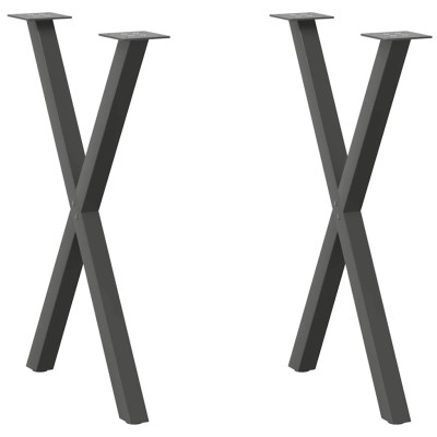 Patas para mesa de comedor en forma de X 2 uds acero antracita