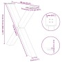 Patas para mesa de comedor en forma de X 3 uds acero negro