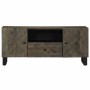 Mueble de TV madera maciza de mango negro 105x33x46 cm