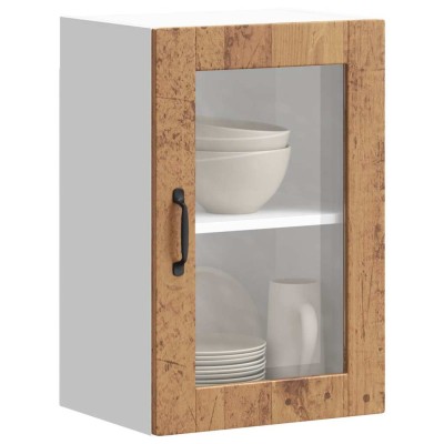Armario de pared para cocina puerta cristal Porto madera vieja