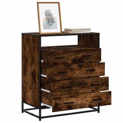Cómoda de madera contrachapada roble ahumado 70x41x70 cm
