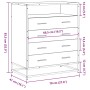 Cómoda de madera contrachapada roble ahumado 70x41x70 cm
