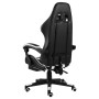 Silla gaming con reposapiés cuero sintético negro y blanco