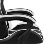 Silla gaming con reposapiés cuero sintético negro y blanco