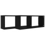 Estante cubo de pared 2 uds contrachapado negro 60x15x23 cm