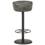Taburete de cocina de cuero auténtico gris envejecido