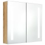 Armario de baño con espejo y LED blanco y roble 62x14x60 cm
