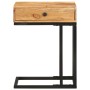 Mesa auxiliar forma de U madera maciza de acacia 45x30x61 cm