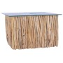 Mesa de centro con superficie de vidrio teca maciza 66x66x40 cm