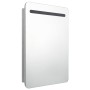 Armario de baño con espejo y LED gris hormigón 60x11x80 cm