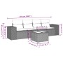 Set comedor de jardín 5 piezas y cojines ratán sintético marrón
