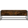 Mesa de centro madera ingeniería metal roble humo 100x50x35 cm
