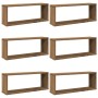 Estantes cubo de pared 6 uds madera roble artisan 60x15x23 cm