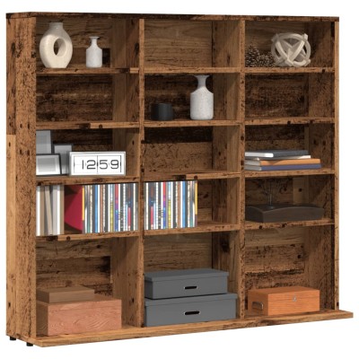 Mueble de CD madera de ingeniería envejecida 100x23x89,5 cm