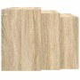 Mesas apilables 3 pzas madera contrachapada color roble Sonoma