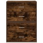 Armarios con 2 cajones 2 uds roble ahumado 60x31x40 cm