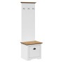 Mueble de entrada con ganchos BODO blanco y marrón 50x40x157 cm