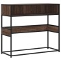 Mesa consola madera de ingeniería marrón roble 90x35x80 cm