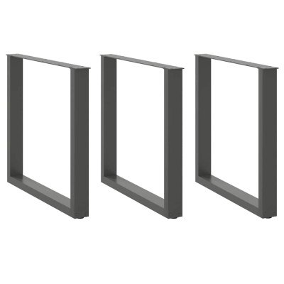 Patas mesa centro forma U 3 uds antracita 90x(72-73) cm acero
