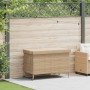 Baúl de jardín con ruedas ratán sintético beige 110x55x73 cm