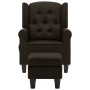 Sillón de masaje con reposapiés tela marrón oscuro