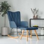 Silla mecedora con reposapiés tela azul