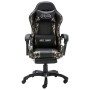 Silla gaming con reposapiés cuero sintético negro y camuflaje