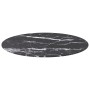 Tablero de mesa diseño mármol vidrio templado negro Ø70x0,8 cm