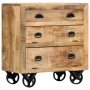 Aparador con ruedas de madera maciza de mango 70x40x75 cm