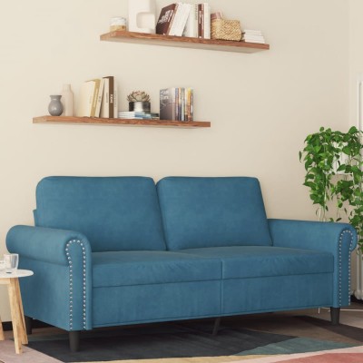 Sofá de 2 plazas terciopelo azul 140 cm
