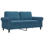 Sofá de 2 plazas terciopelo azul 140 cm