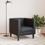 Sillón Chesterfield de cuero artificial negro