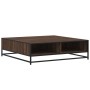 Mesa de centro madera ingeniería y metal marrón 100x100x30 cm