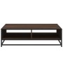 Mesa de centro madera ingeniería y metal marrón 100x100x30 cm