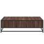 Mesa de centro madera ingeniería y metal marrón 100x100x30 cm