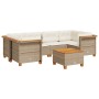 Set sofás de jardín 7 piezas y cojines ratán sintético beige